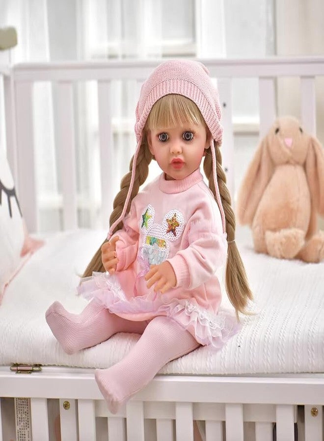 RABJET دمية طفل حديث الولادة من السيليكون من رابجيت، مقاس 22 بوصة، دمية طفل حديث الولادة بجسم سيليكون، دمية طفل حديث الولادة جميلة مع ملابس وزجاجات، هدية للأطفال من عمر 3 سنوات فما فوق (متعددة الألوان) - Image 2